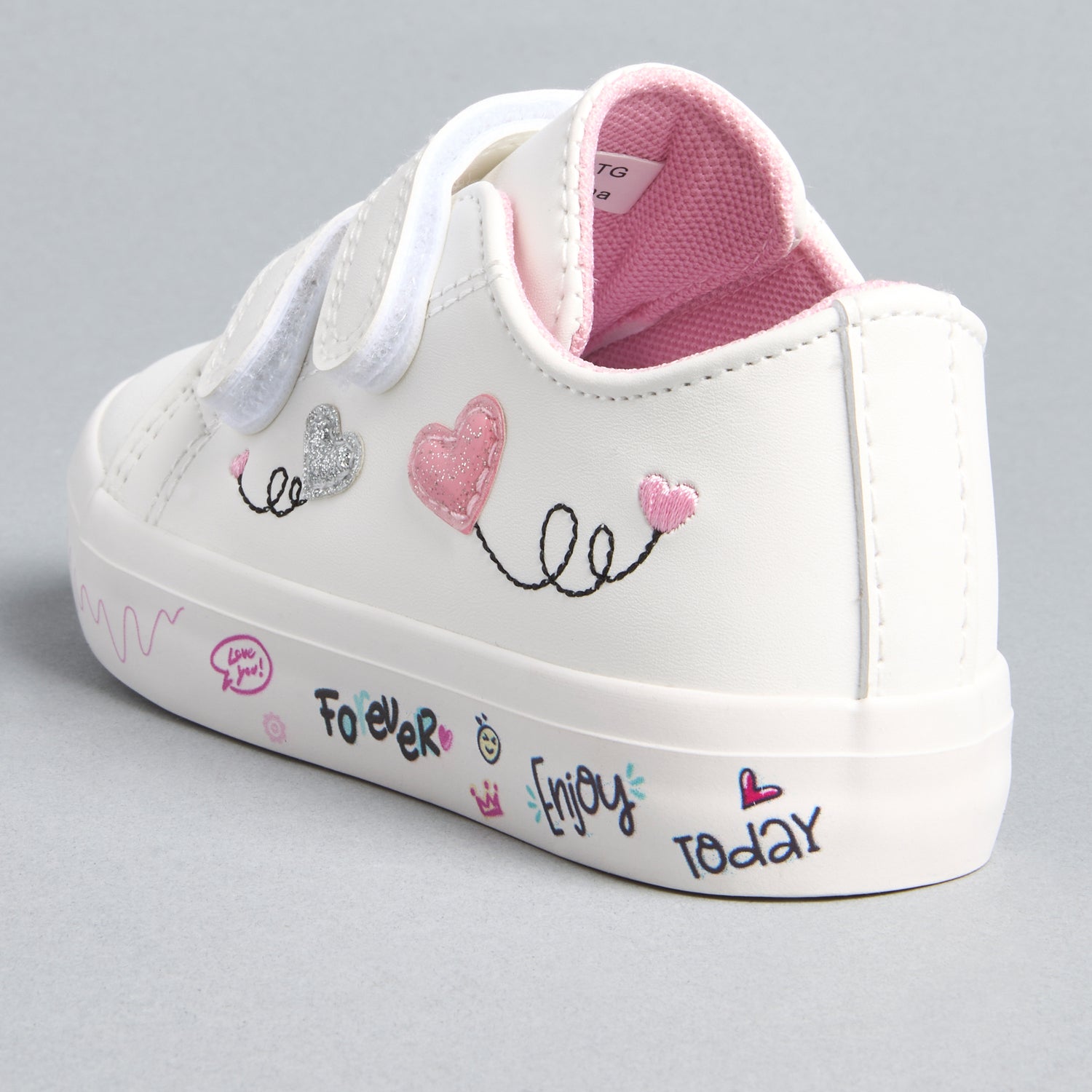 Graffiti Print Sneakers with Hook and Loop Closure