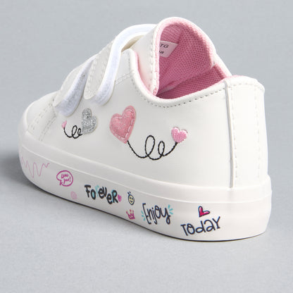 Graffiti Print Sneakers with Hook and Loop Closure