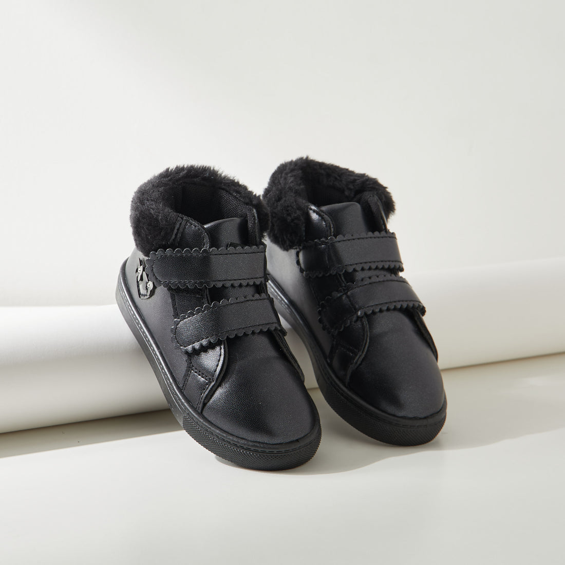 Plain High Top Sneakers with Hook and Loop Closure