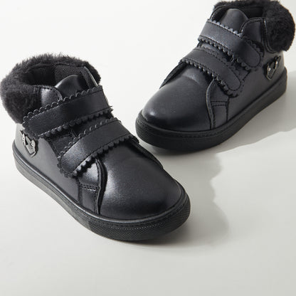 Plain High Top Sneakers with Hook and Loop Closure