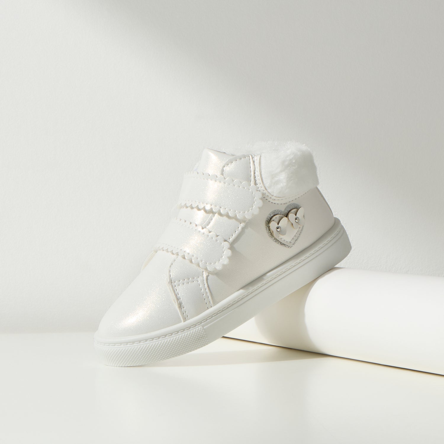 Plain High Top Sneakers with Hook and Loop Closure