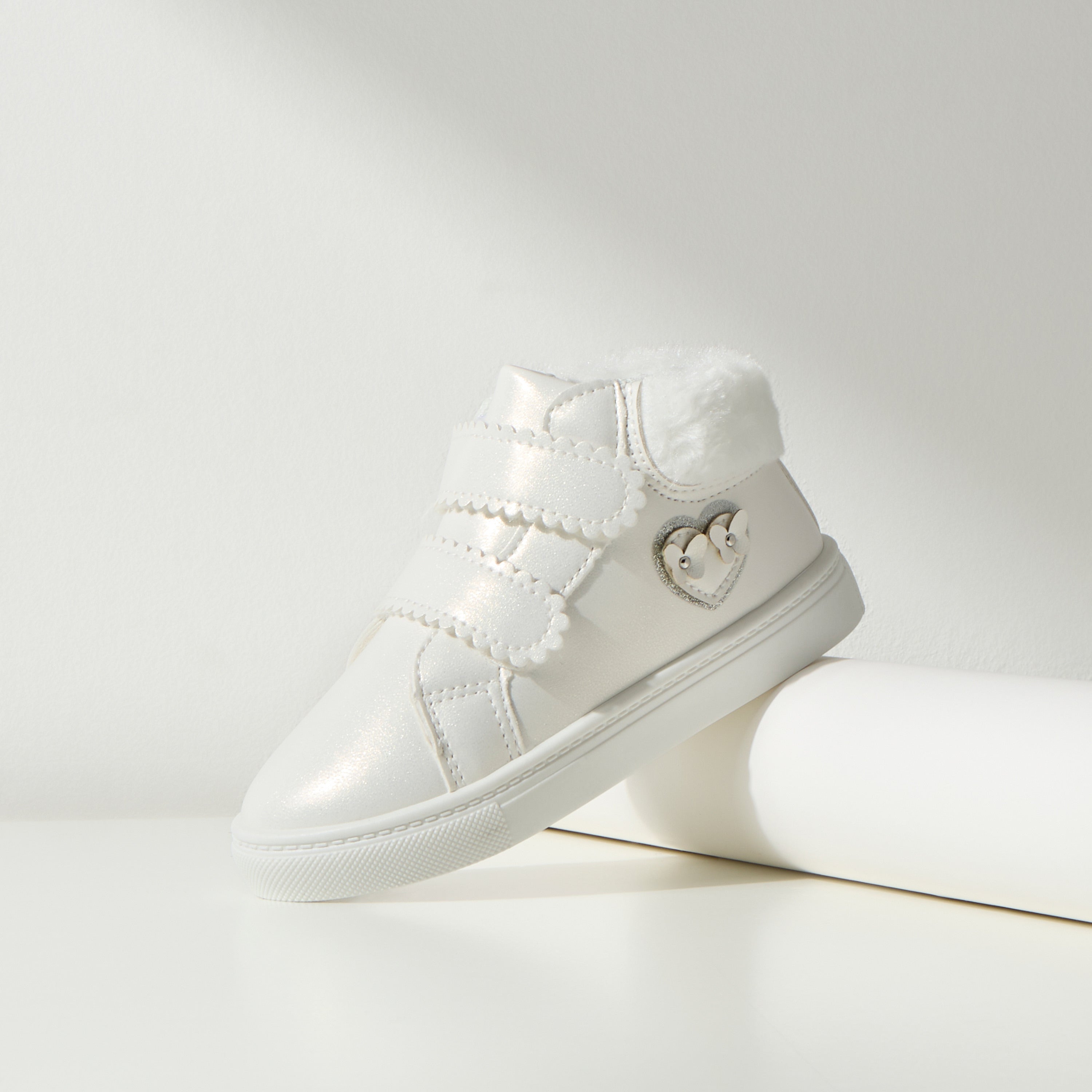 Plain High Top Sneakers with Hook and Loop Closure