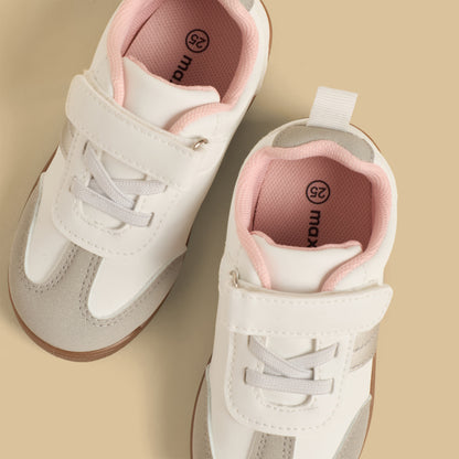 Panelled Sports Shoes with Hook and Loop Closure