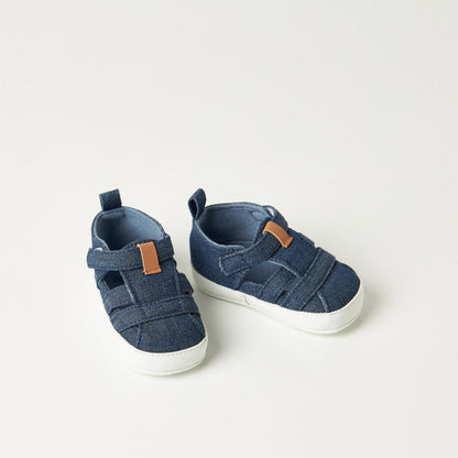 Juniors Textured Booties with Hook and Loop Closure - Blue / 12-18 mths