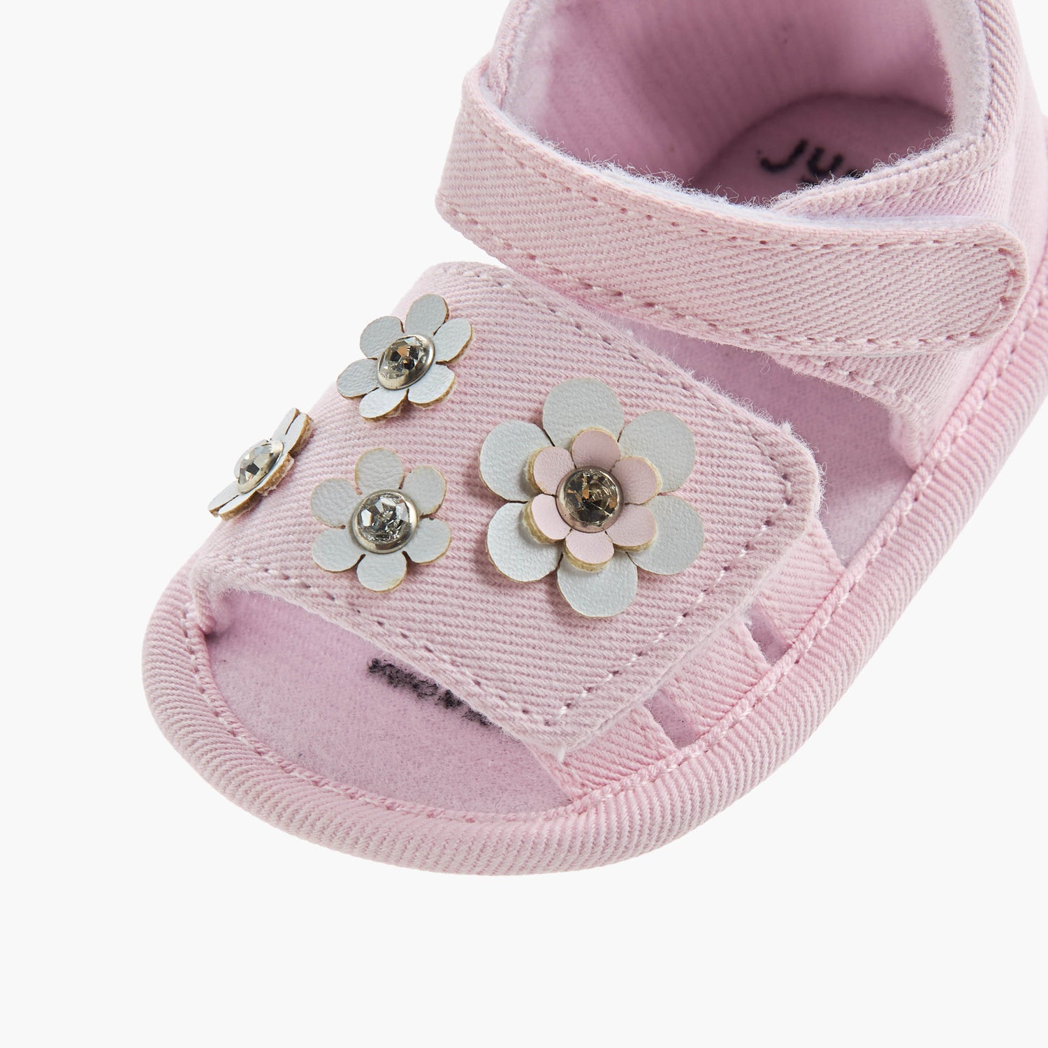 Juniors Sandals with Hook and Loop Closure, Floral Accent