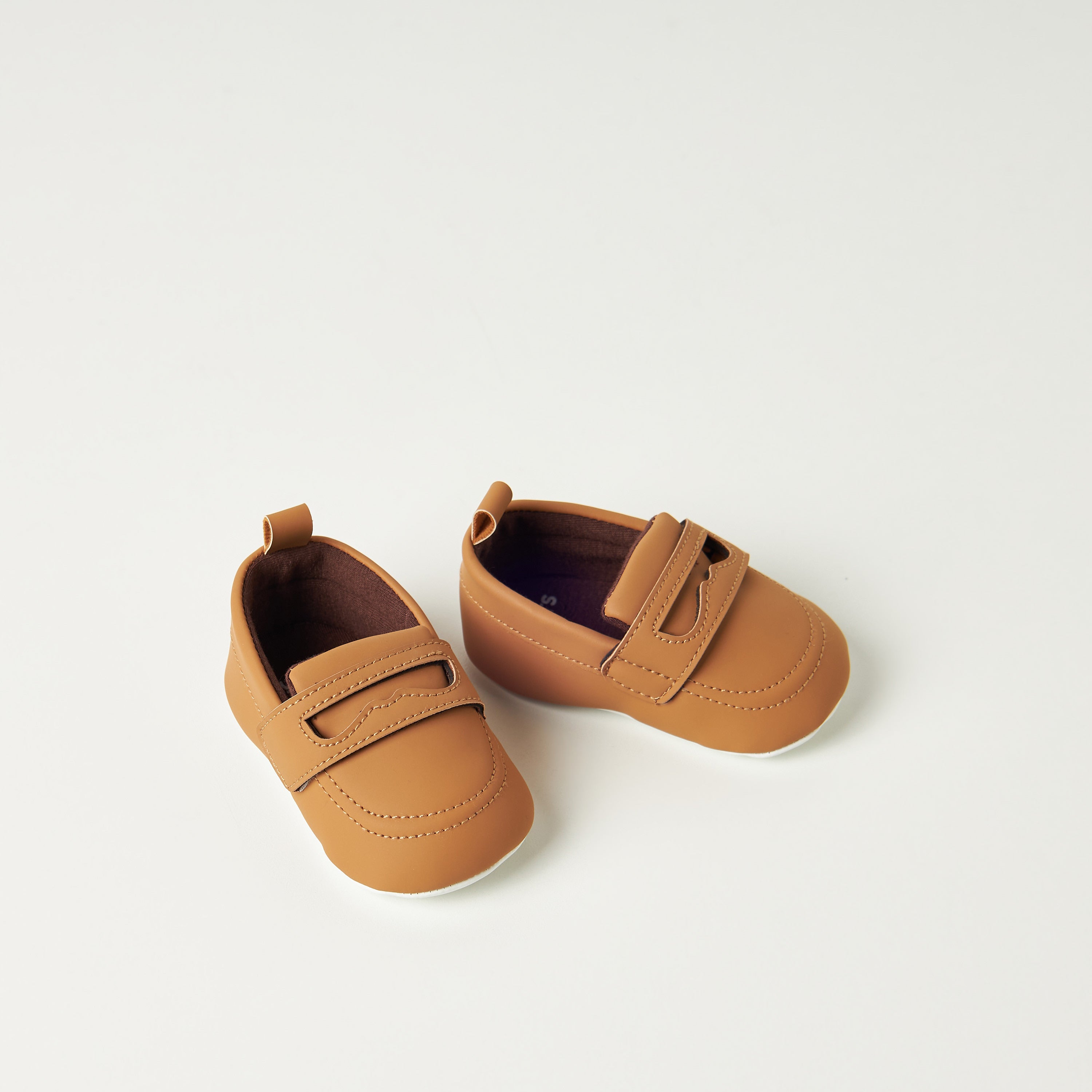 Juniors Solid Booties with Hook and Loop Closure - Brown / 12-18 mths