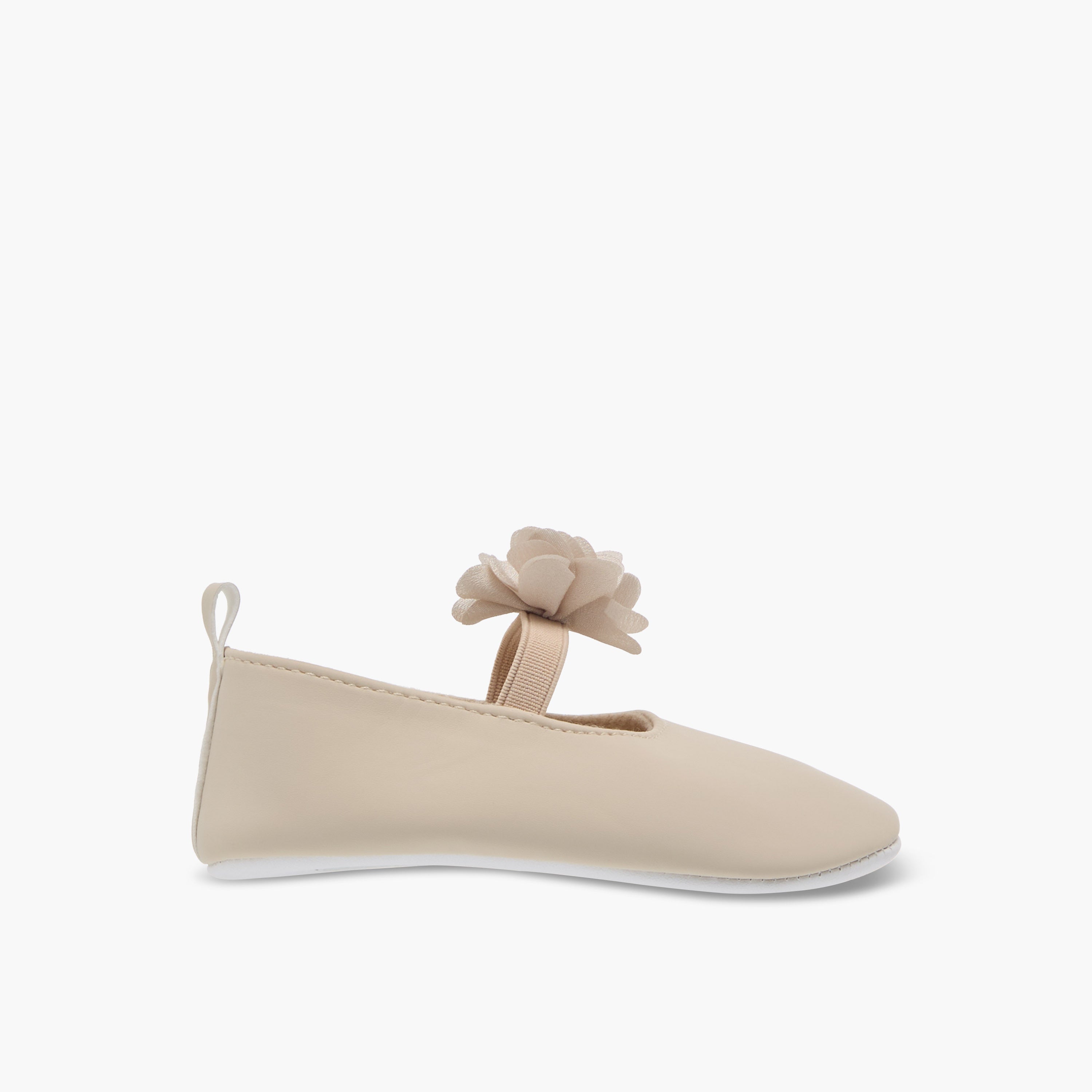 Juniors Solid Booties with Floral Accent and Elasticated Strap