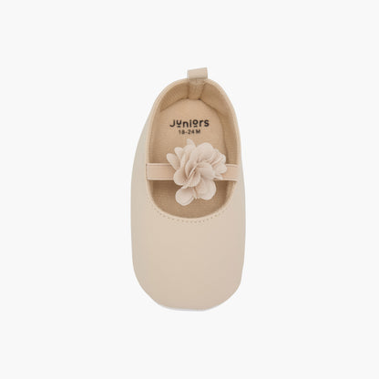 Juniors Solid Booties with Floral Accent and Elasticated Strap