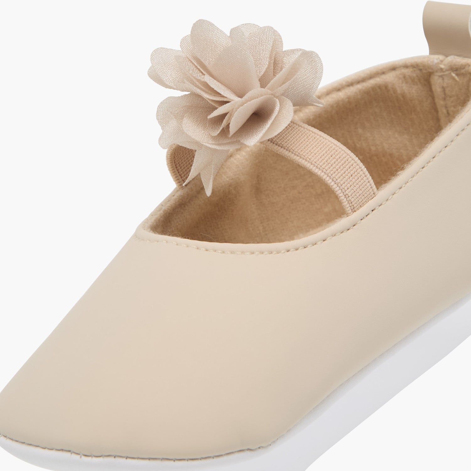 Juniors Solid Booties with Floral Accent and Elasticated Strap