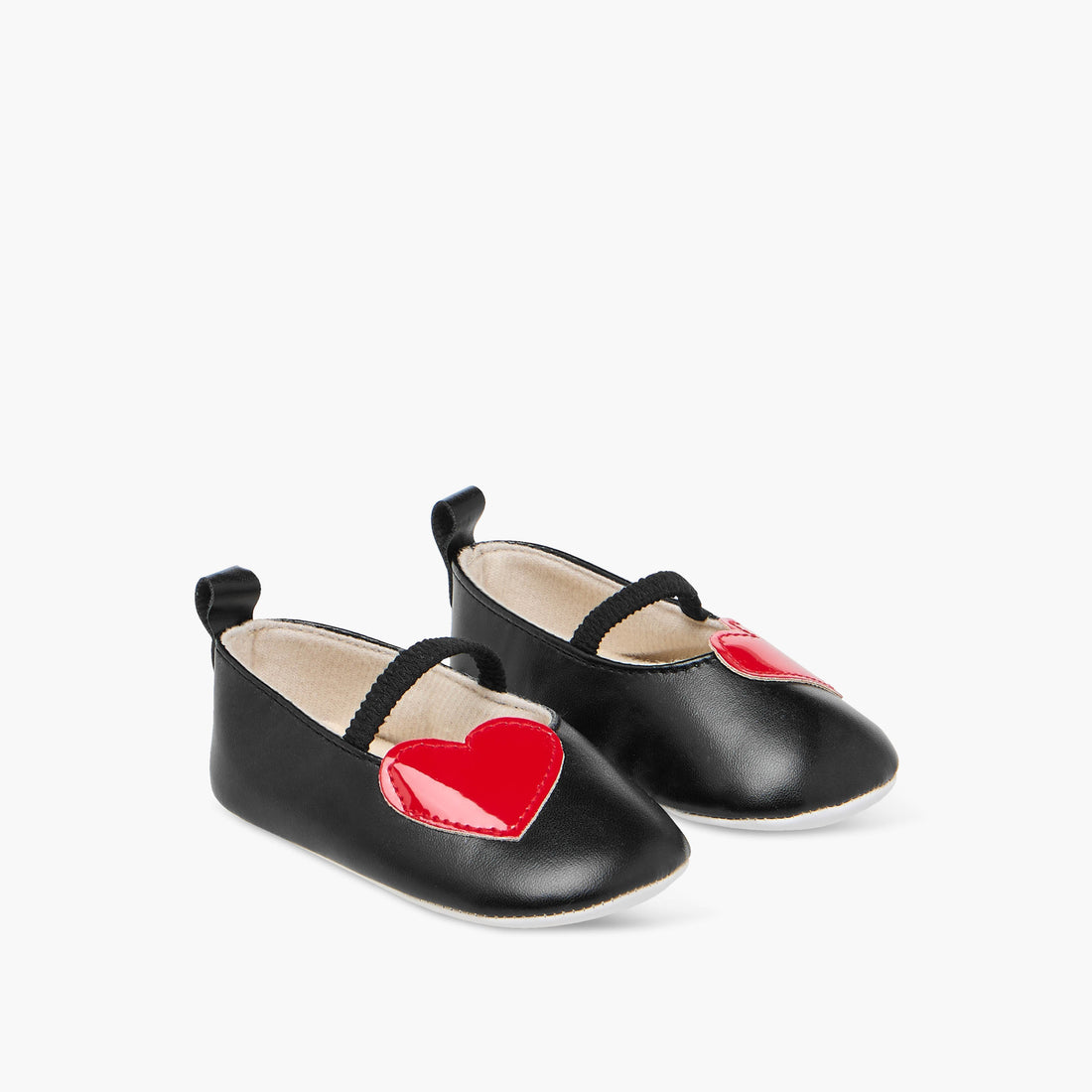 Juniors Heart Accent Slip-On Booties with Elastic Strap - Black / 12-18 mths