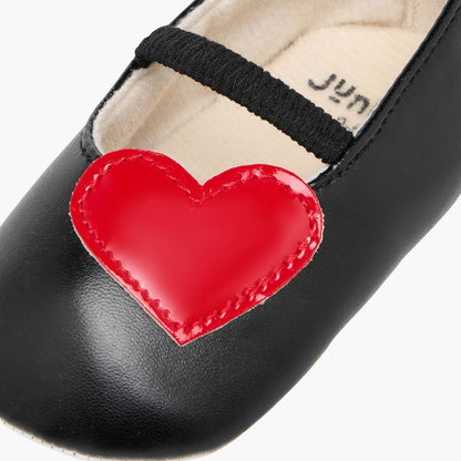Juniors Heart Accent Slip-On Booties with Elastic Strap