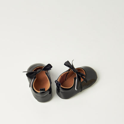 Juniors Solid Booties with Bow Accent and Hook and Loop Closure