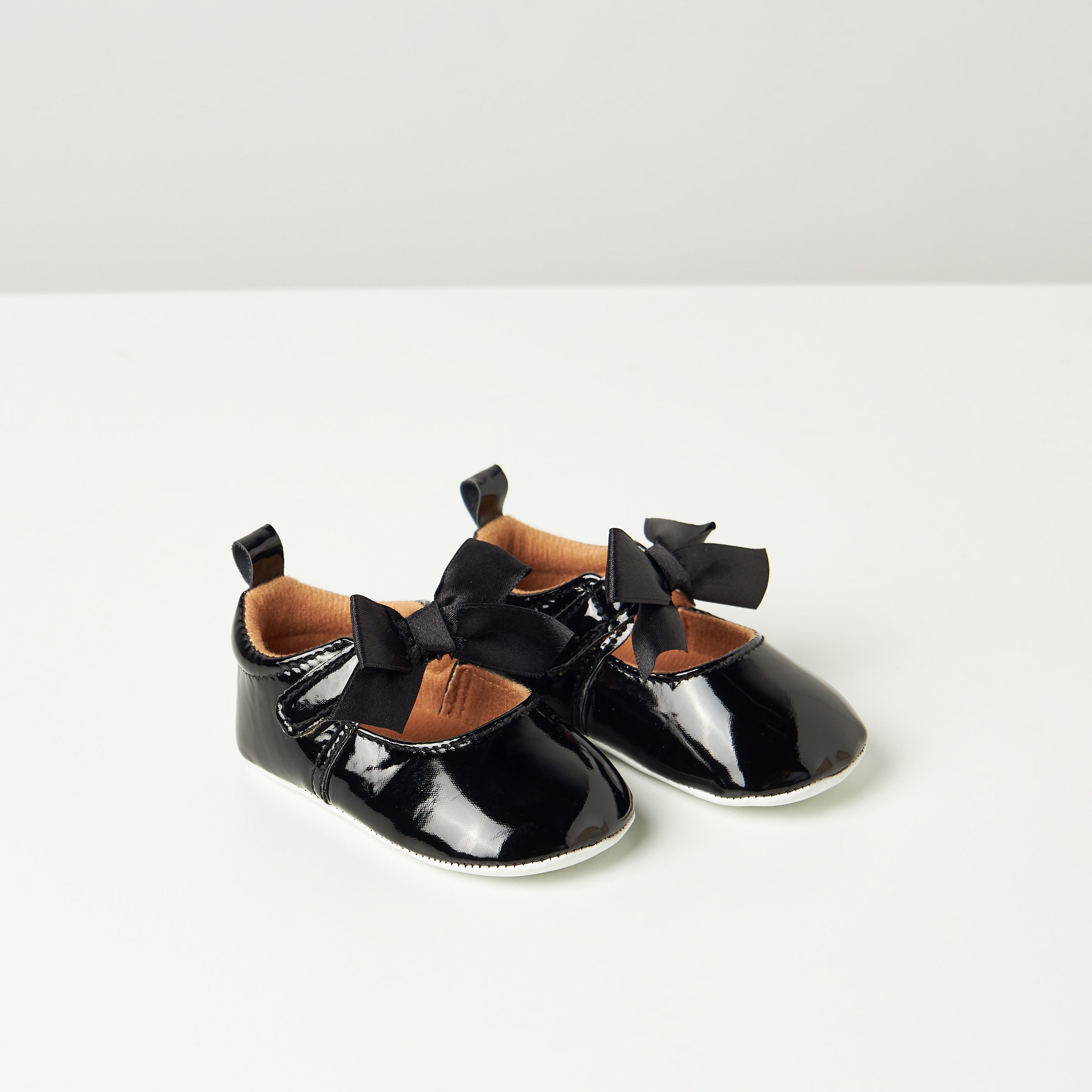 Juniors Solid Booties with Bow Accent and Hook and Loop Closure