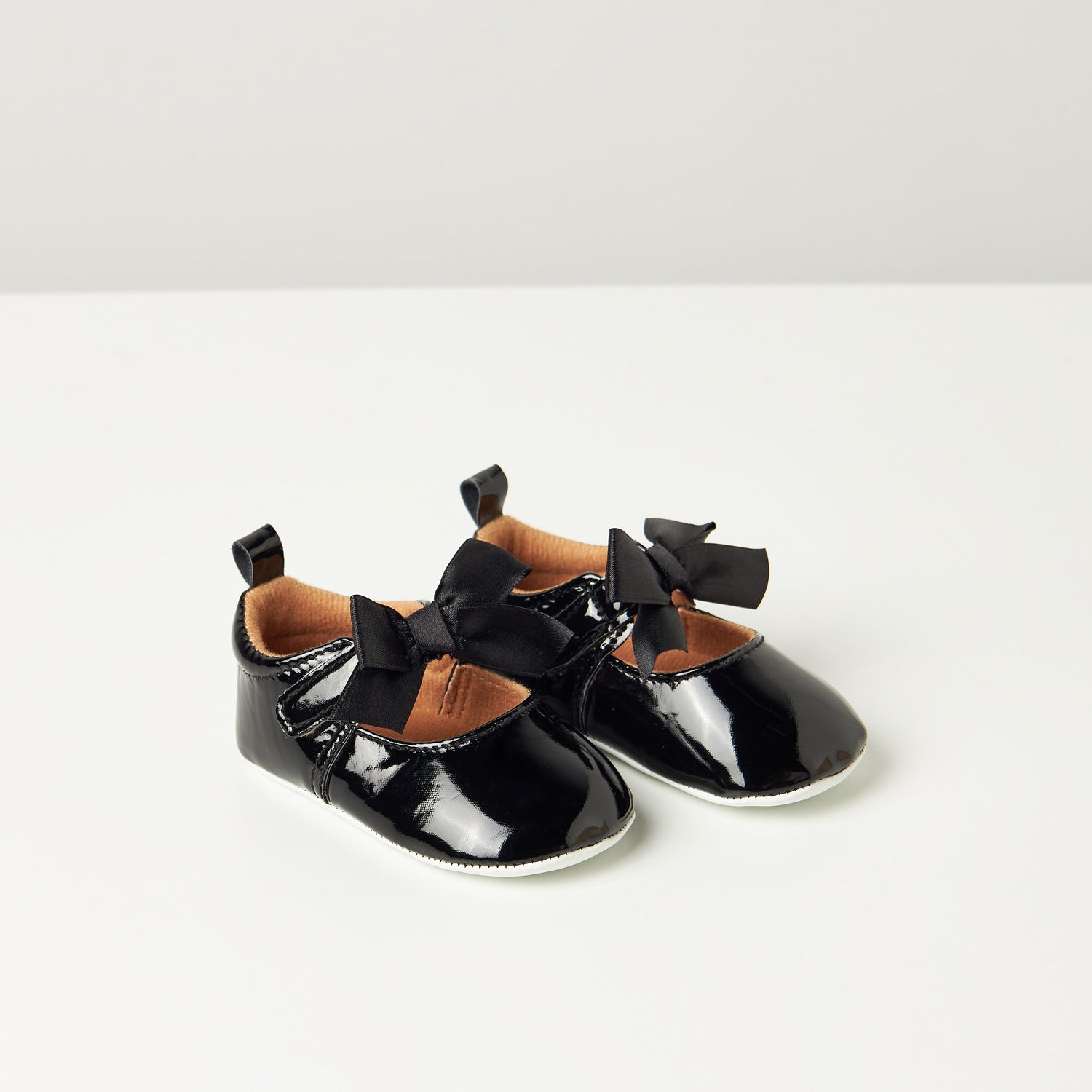 Juniors Solid Booties with Bow Accent and Hook and Loop Closure