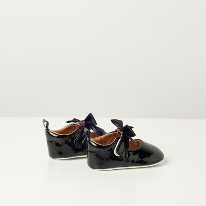 Juniors Solid Booties with Bow Accent and Hook and Loop Closure