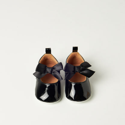 Juniors Solid Booties with Bow Accent and Hook and Loop Closure