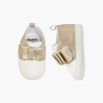Juniors Bow Accent Booties with Hook and Loop Closure - Yellow / 12-18 mths