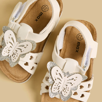 Butterfly Accent Sandals with Hook and Loop Closure