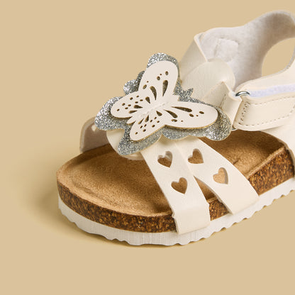 Butterfly Accent Sandals with Hook and Loop Closure