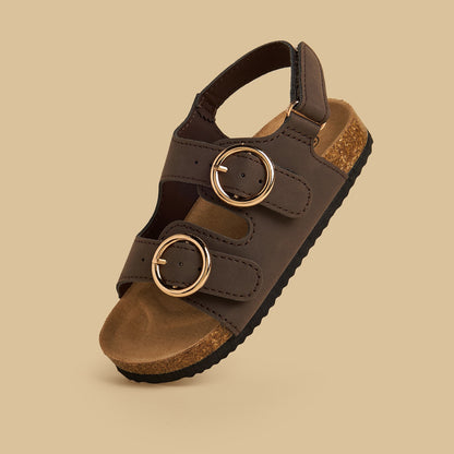 Buckle Accent Sandals with Hook and Loop Closure