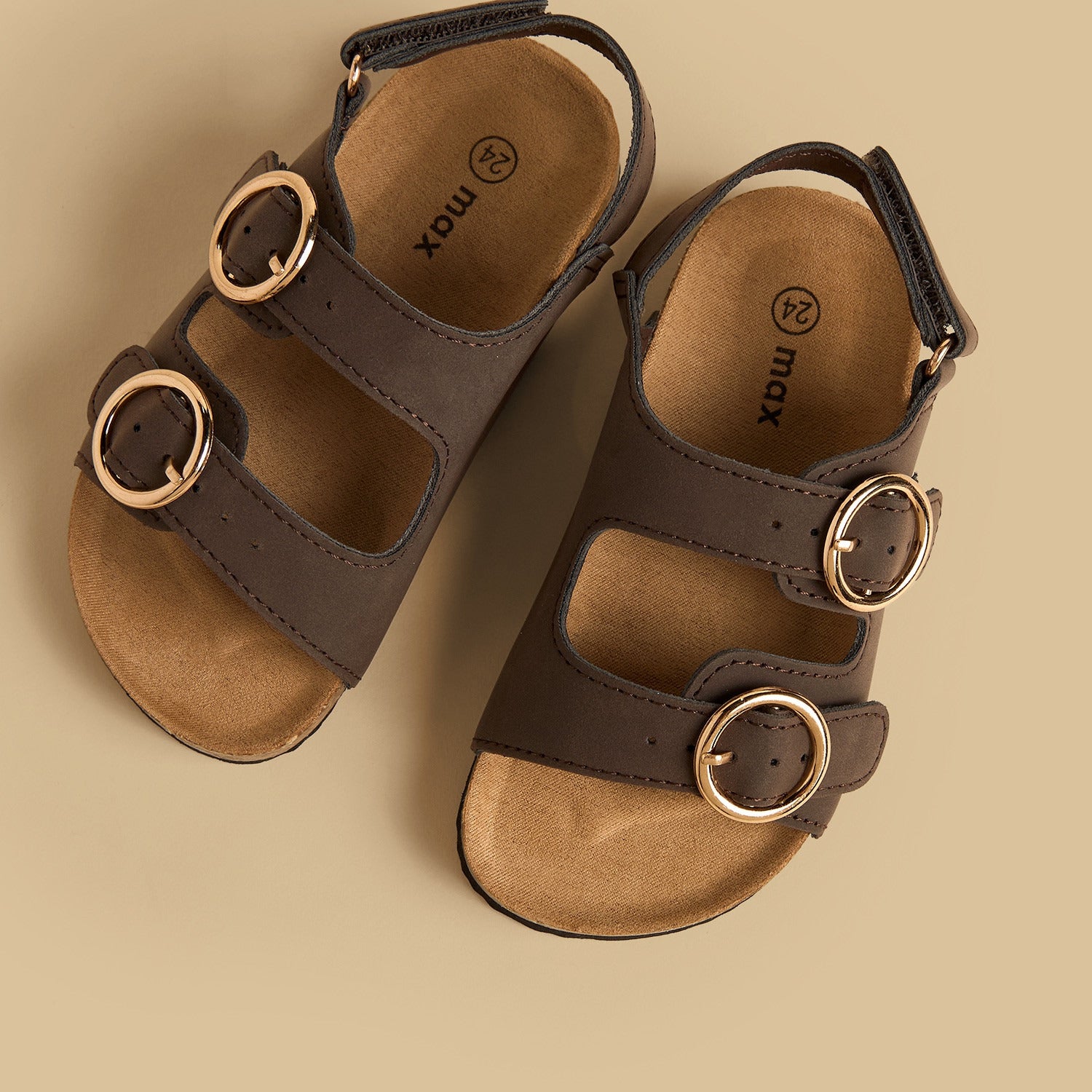 Buckle Accent Sandals with Hook and Loop Closure