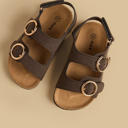 Buckle Accent Sandals with Hook and Loop Closure