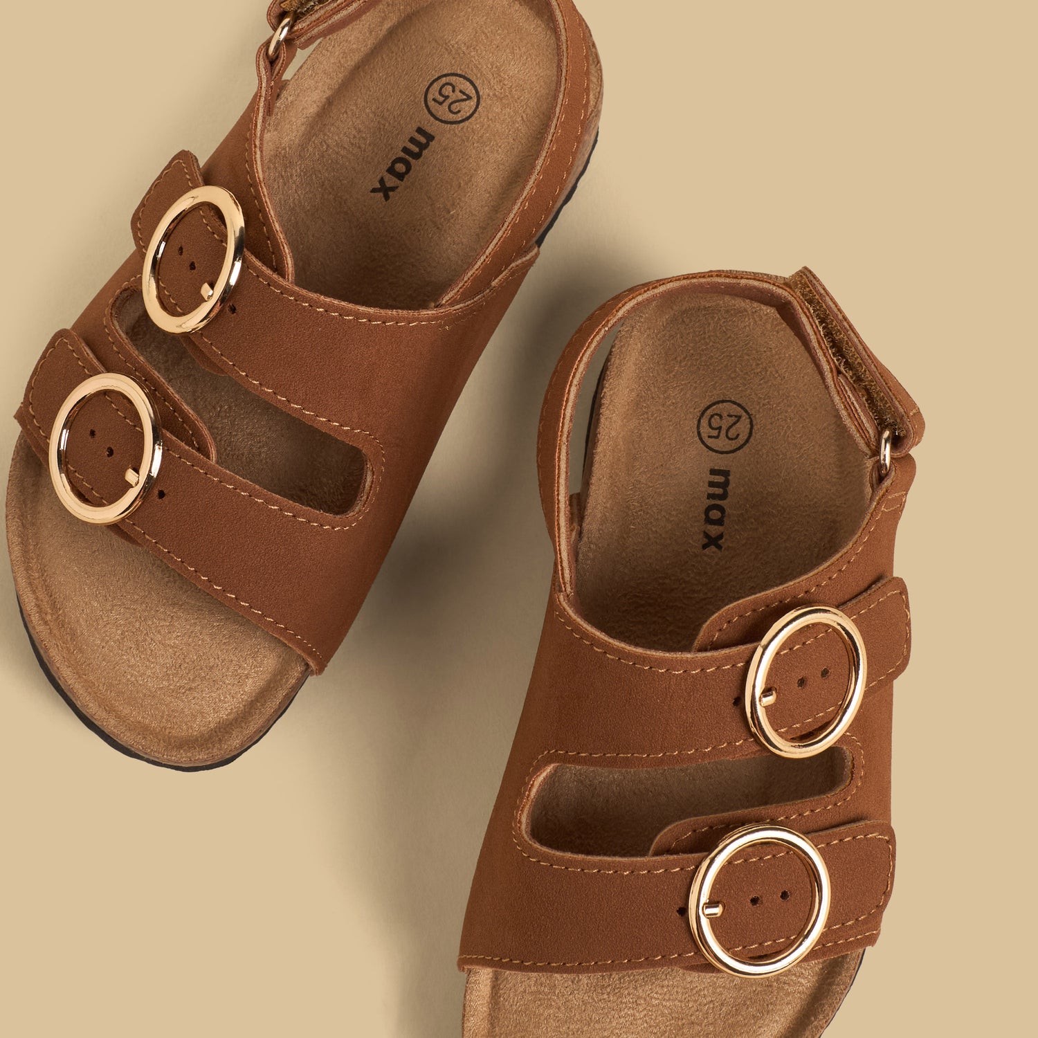 Buckle Accent Sandals with Hook and Loop Closure