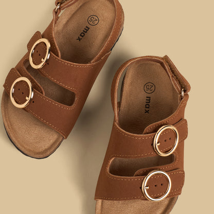 Buckle Accent Sandals with Hook and Loop Closure