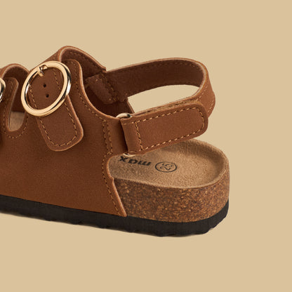Buckle Accent Sandals with Hook and Loop Closure