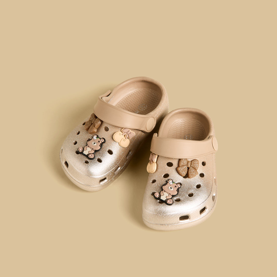 Teddy Bear Applique Clogs with Backstrap - Brown / 20