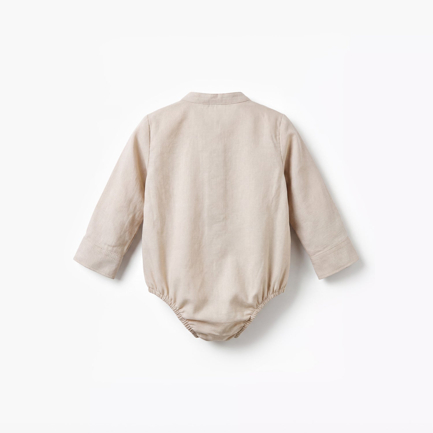 Solid Long Sleeves Shirt Style Bodysuit with Button Closure and Roll-Up Tab