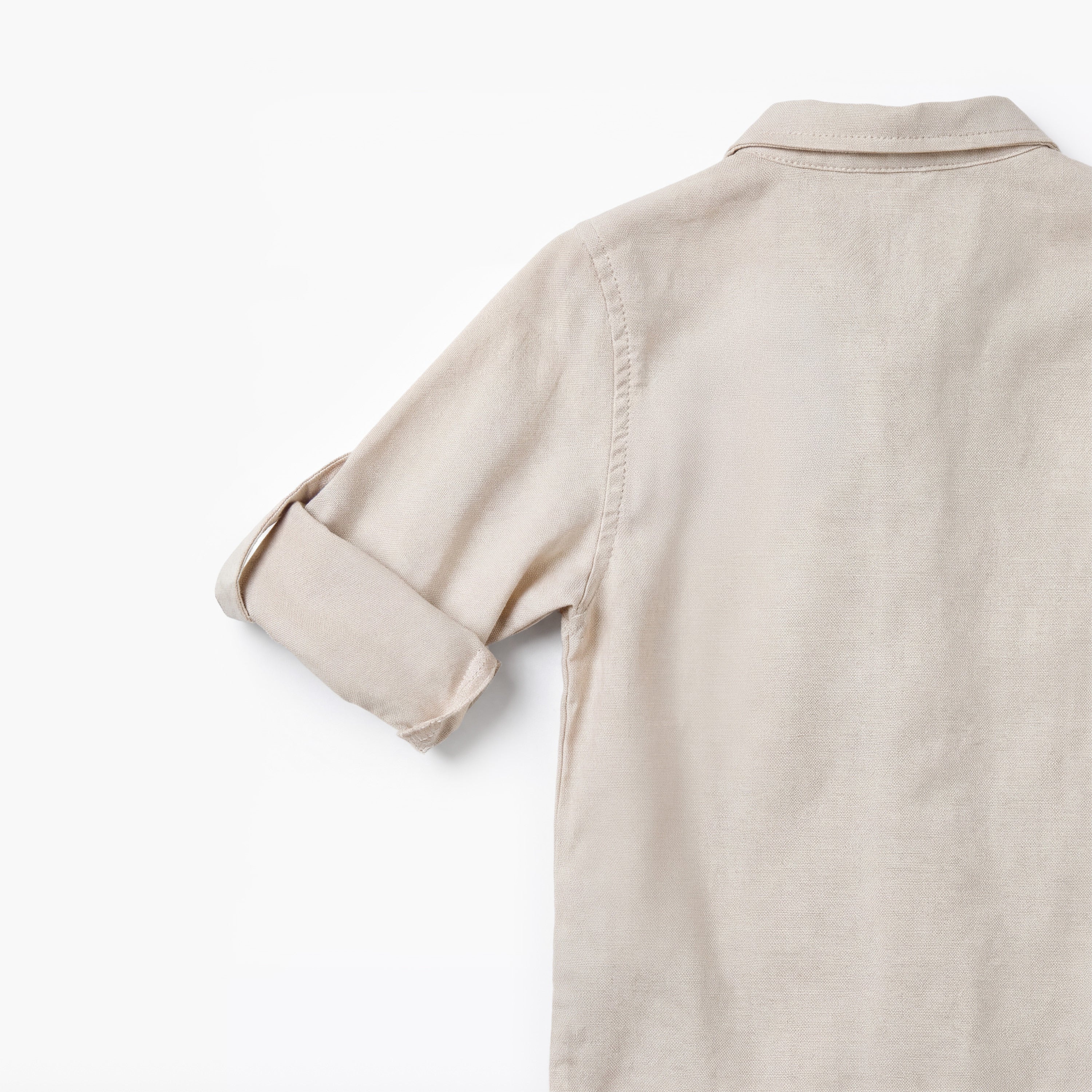 Solid Long Sleeves Shirt Style Bodysuit with Button Closure and Roll-Up Tab