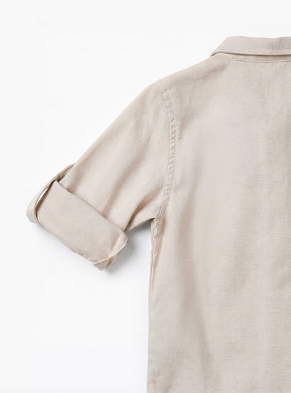 Solid Long Sleeves Shirt Style Bodysuit with Button Closure and Roll-Up Tab-baby-boys-clothing-bodysuits-image-5