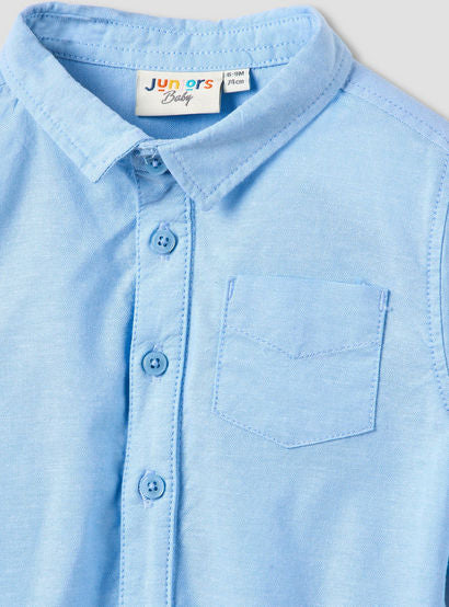 Solid Long Sleeves Shirt Style Bodysuit with Button Closure and Roll-Up Tab-baby-boys-clothing-bodysuits-image-4