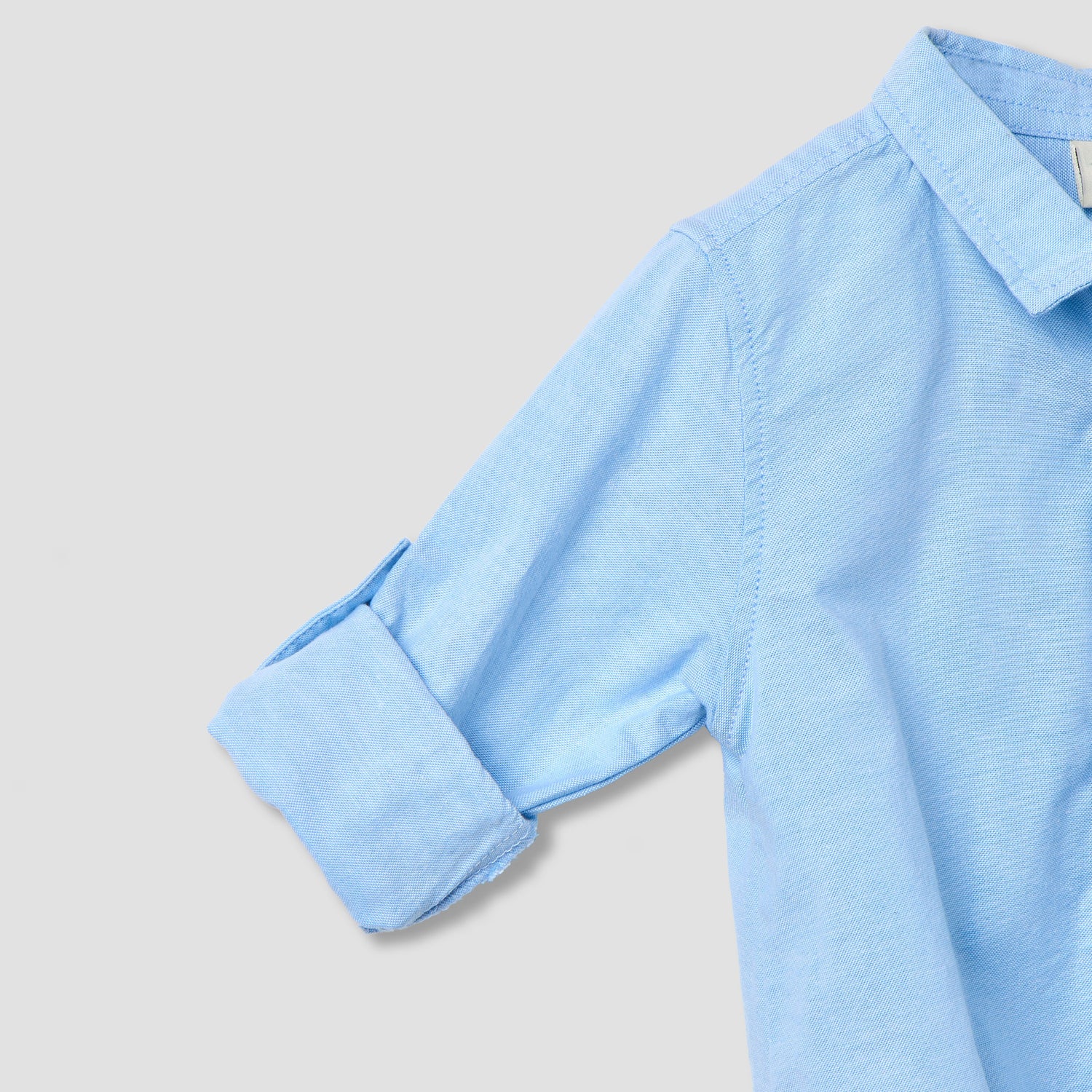 Solid Long Sleeves Shirt Style Bodysuit with Button Closure and Roll-Up Tab