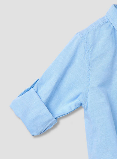 Solid Long Sleeves Shirt Style Bodysuit with Button Closure and Roll-Up Tab-baby-boys-clothing-bodysuits-image-5