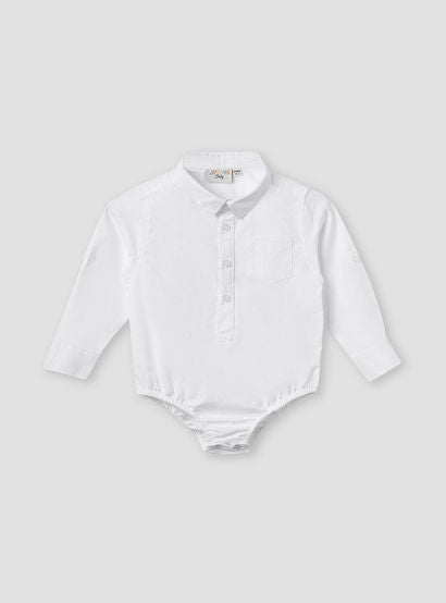 Solid Long Sleeves Shirt Style Bodysuit with Button Closure and Roll-Up Tab-baby-boys-clothing-bodysuits-image-1