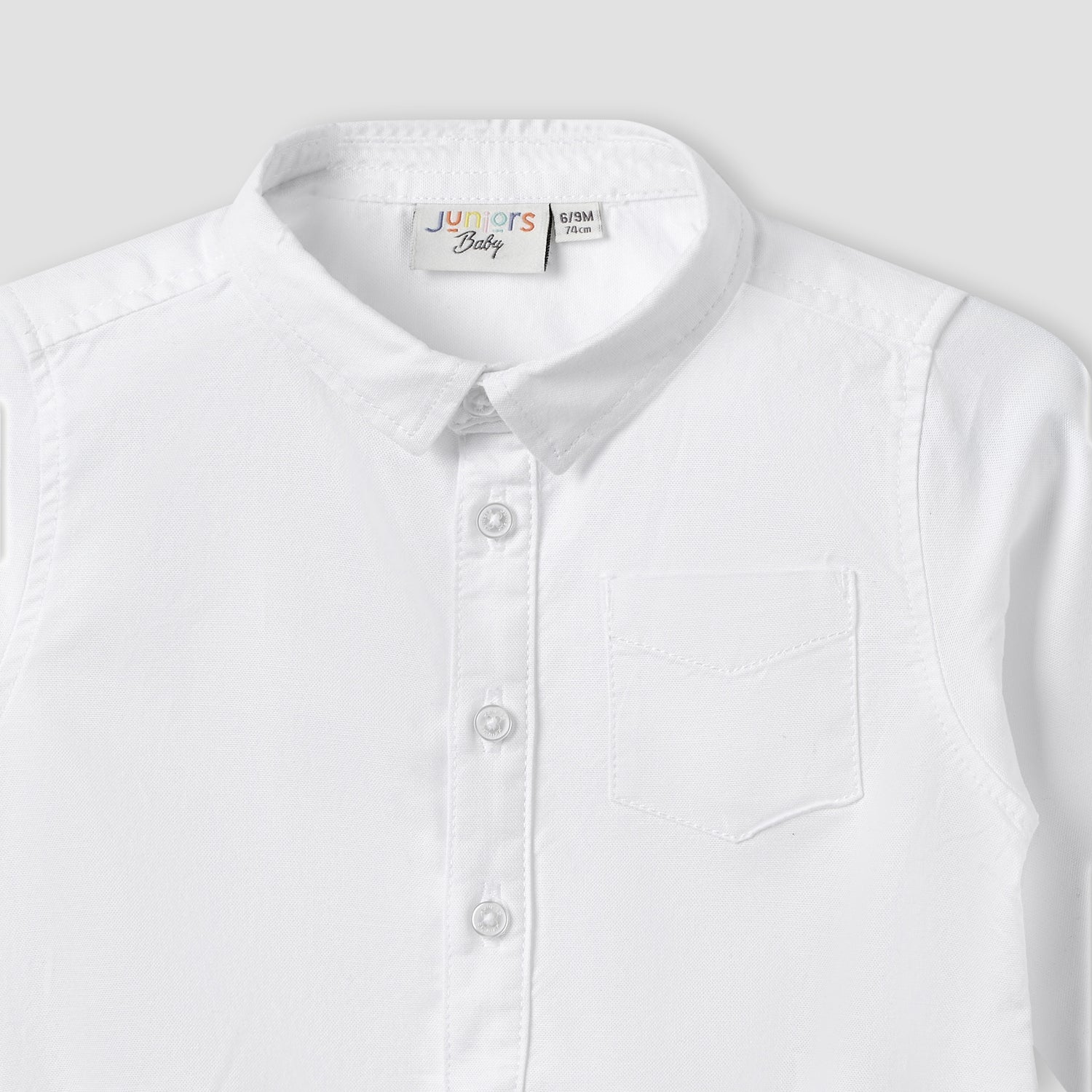 Solid Long Sleeves Shirt Style Bodysuit with Button Closure and Roll-Up Tab