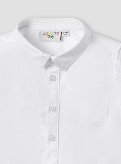 Solid Long Sleeves Shirt Style Bodysuit with Button Closure and Roll-Up Tab-baby-boys-clothing-bodysuits-image-2