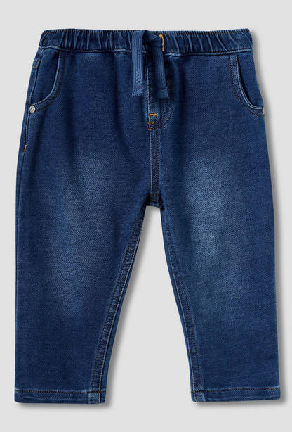 Juniors Solid Jeans with Elasticated Drawstring Closure-undefined-image-1