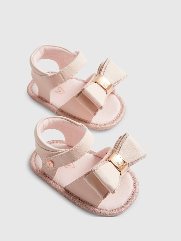 River Island Pink Sparkle Bow Sandals
