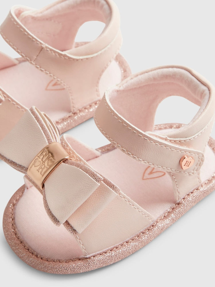 River Island Pink Sparkle Bow Sandals