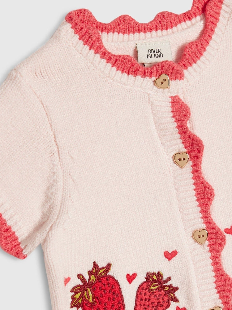 River Island Red Strawberry Cardigan &amp; Bloomer Shorts Set