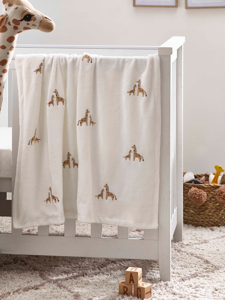 White Giraffe Fleece Baby Blanket - Size ONE - White Giraffe Fleece
