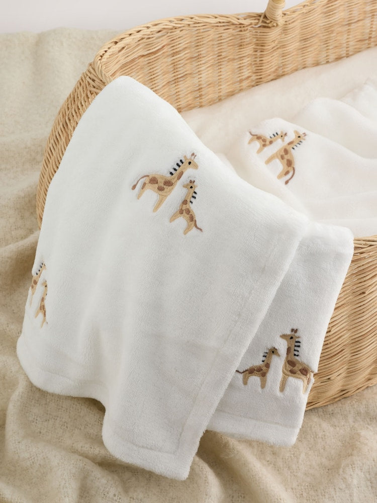 White Giraffe Fleece Baby Blanket