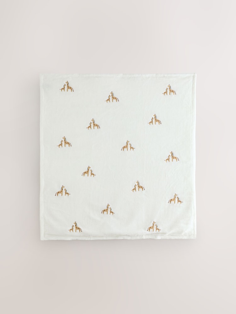 White Giraffe Fleece Baby Blanket