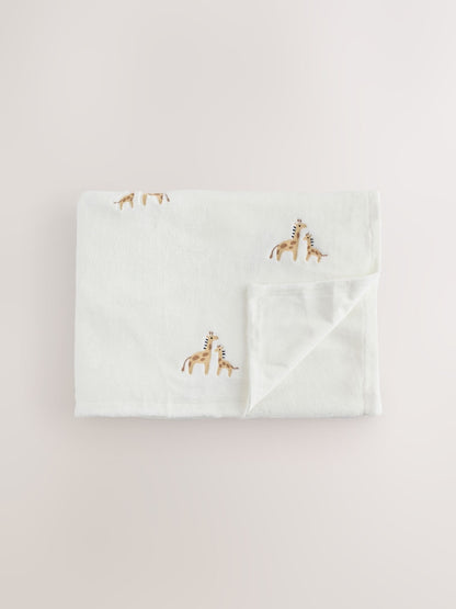 White Giraffe Fleece Baby Blanket