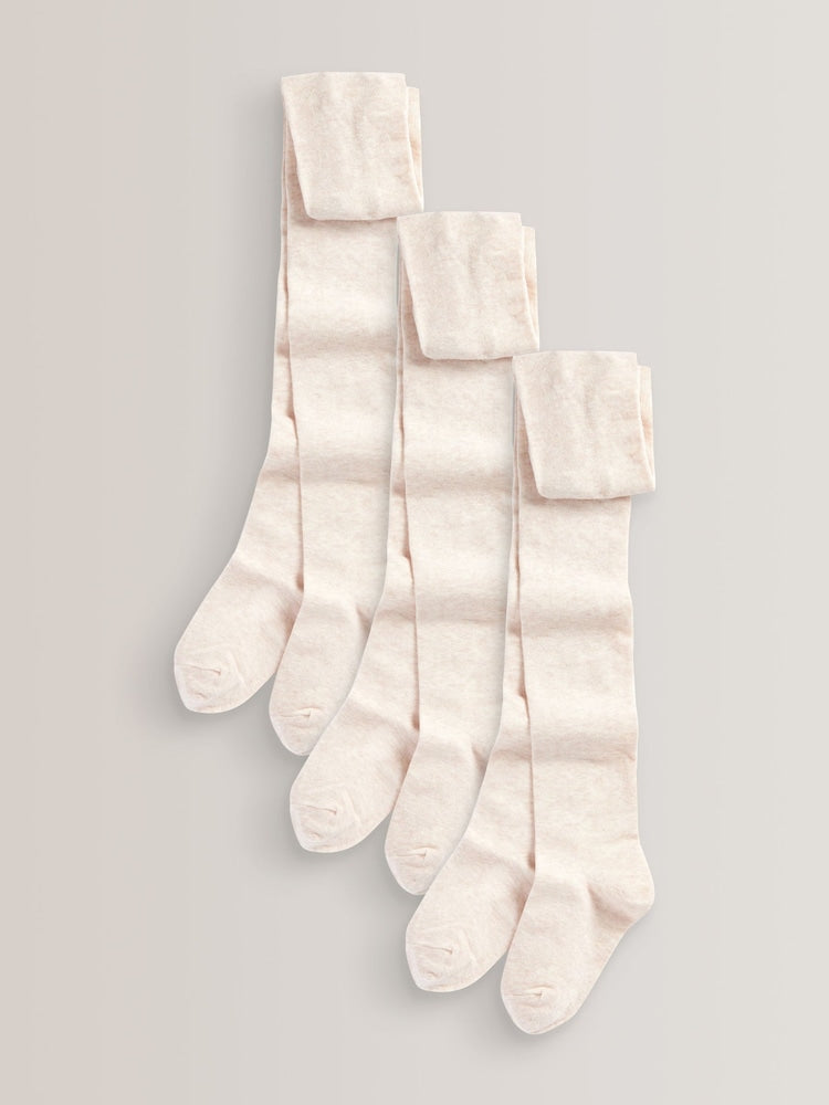 Oatmeal Regular Length 3 Pack Cotton Rich School Tights - 15-16 Years (170-176cm)