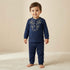 Giggles Cotton Henley Neck Long Sleeve Pyjama Set with Embroidery - Blue / 12-18 mths