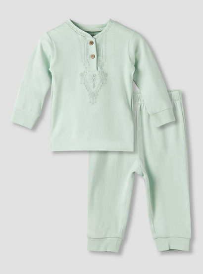 Giggles Cotton Henley Neck Long Sleeve Pyjama Set with Embroidery-baby-boys-clothing-nightwear-pyjamasets-image-2